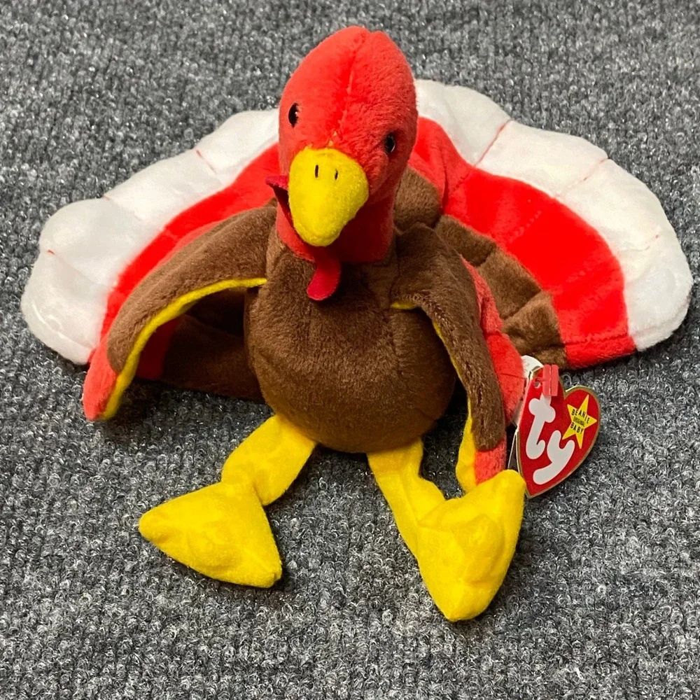 TY Beanie Baby Gobbles the Turkey Toy Thanksgiving 1996 Retired - Tag Errors